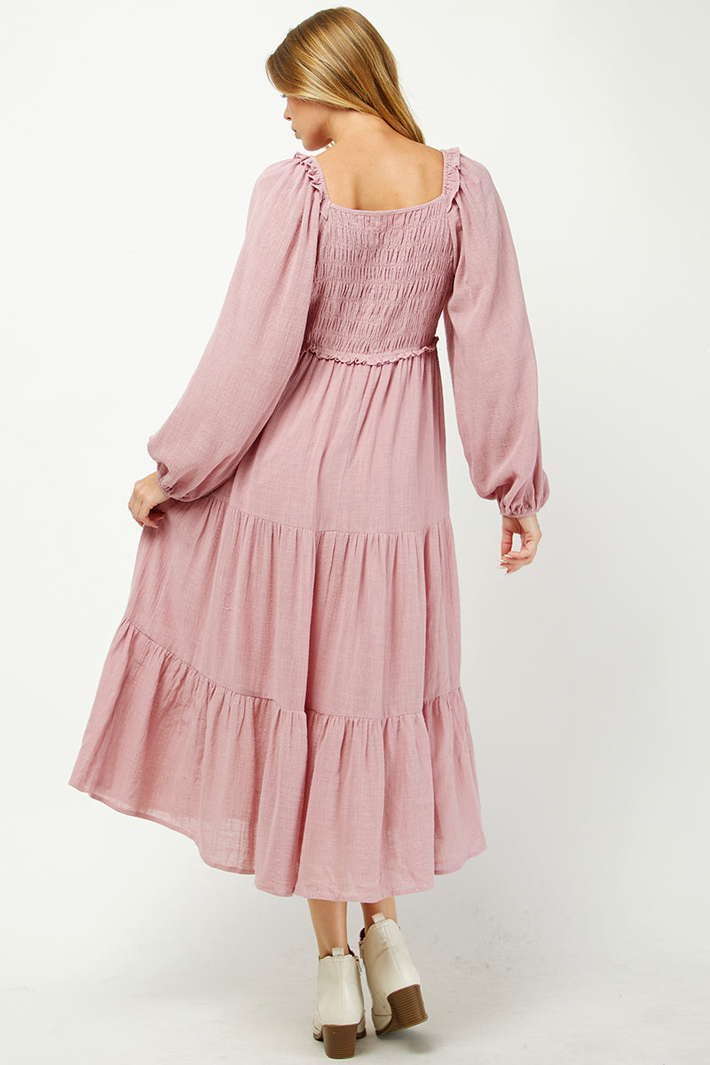 Elegant Tiered Smocked Midi Dress - YD1478KJ