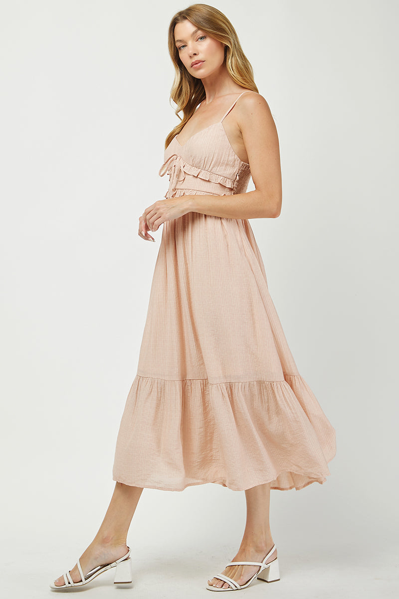 Peach Blossom Ruffle Midi Dress - YD1483BJ