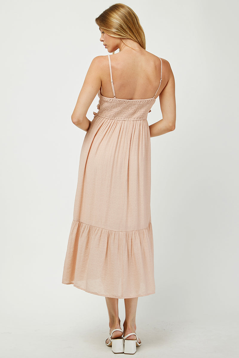 Peach Blossom Ruffle Midi Dress - YD1483BJ