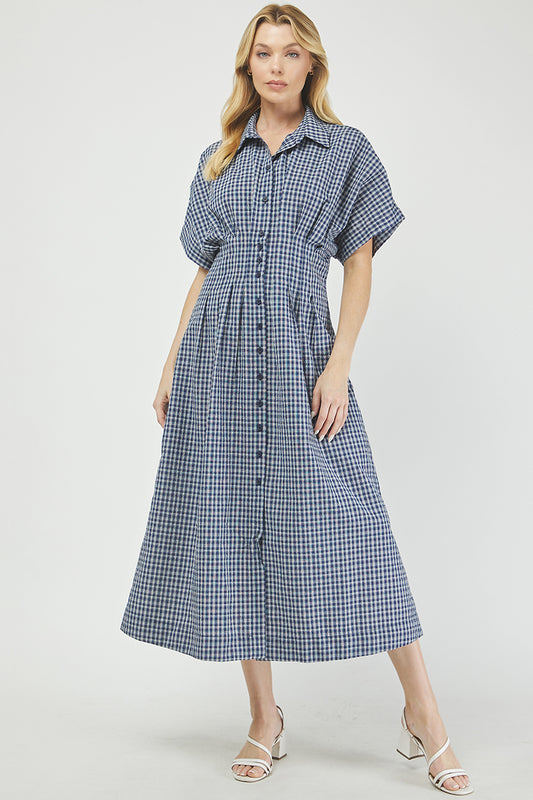 Button-front gingham maxi dress - YD1500KJ