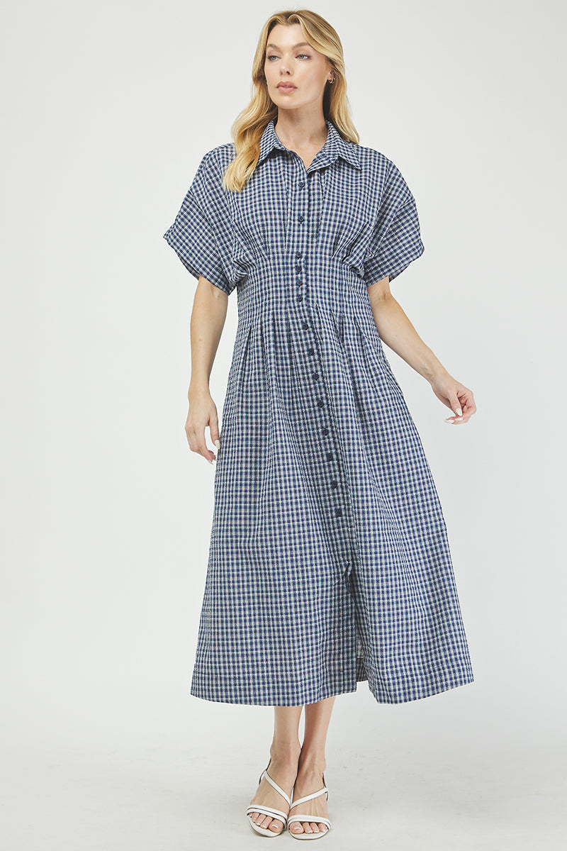 Button-front gingham maxi dress - YD1500KJ