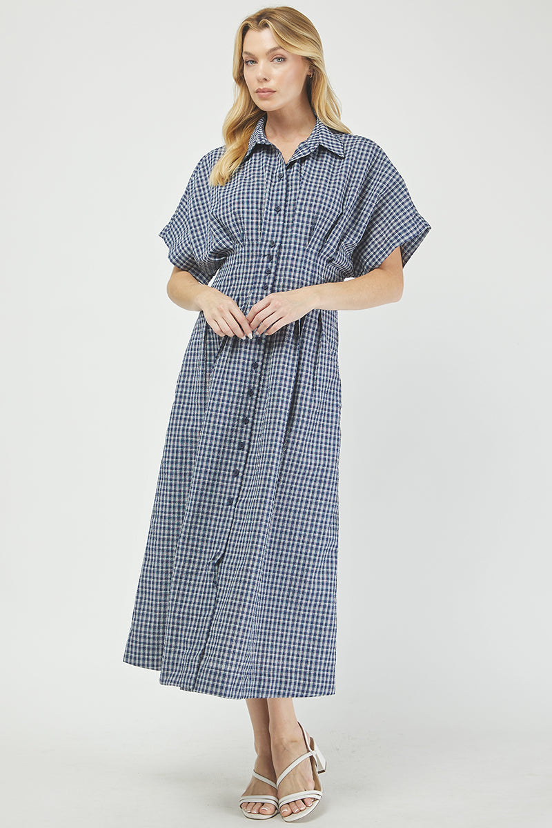 Button-front gingham maxi dress - YD1500KJ