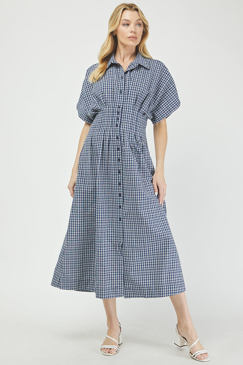 Button-front gingham maxi dress - YD1500KJ