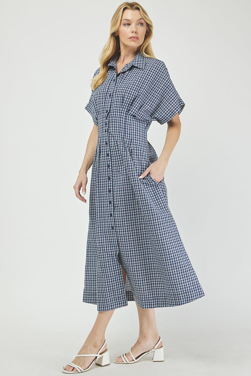 Button-front gingham maxi dress - YD1500KJ