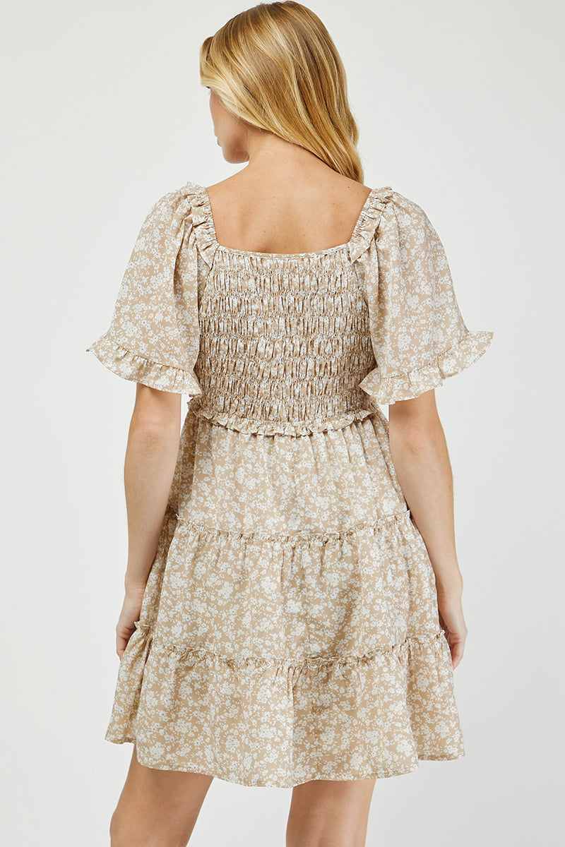 Boho Blossom Smocked Tiered Floral Dress - YD1506BJ