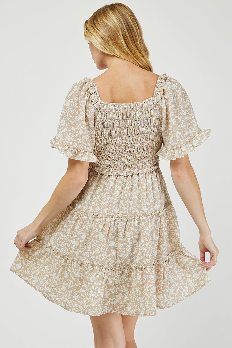 Boho Blossom Smocked Tiered Floral Dress - YD1506BJ