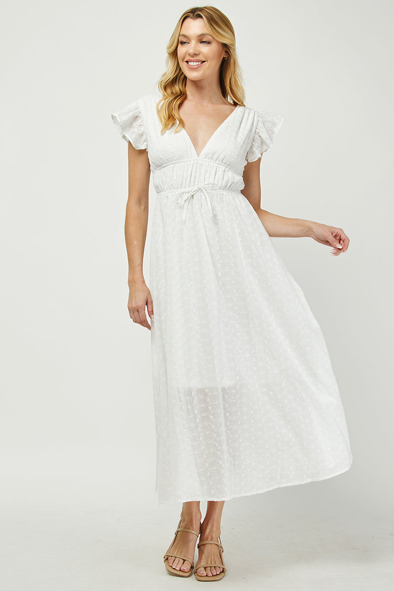 Embroidered Flutter Sleeve Maxi Dress - YD1511BJ