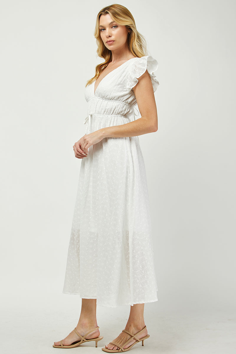 Embroidered Flutter Sleeve Maxi Dress - YD1511BJ