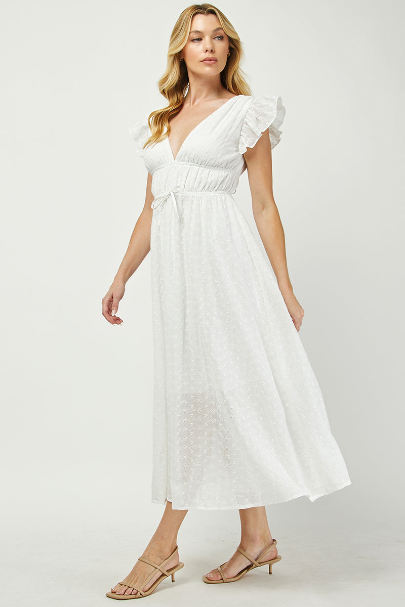 Embroidered Flutter Sleeve Maxi Dress - YD1511BJ
