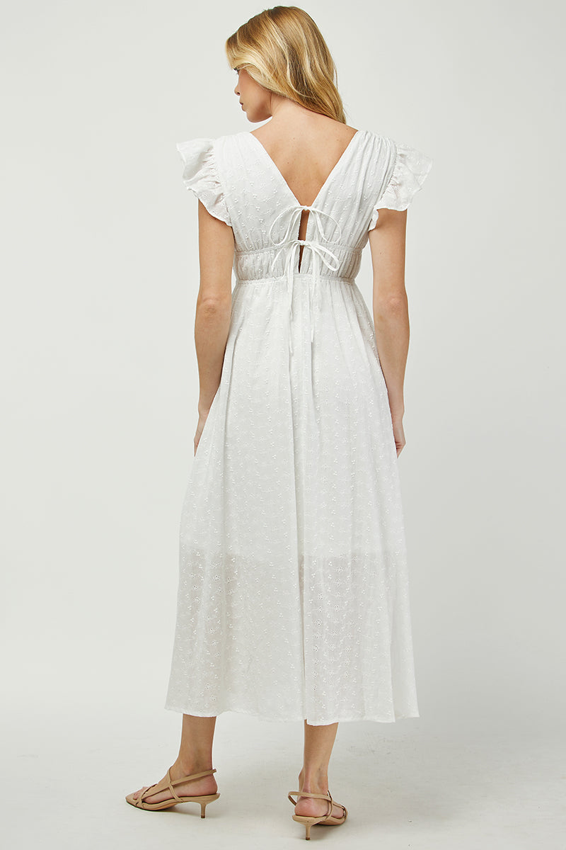 Embroidered Flutter Sleeve Maxi Dress - YD1511BJ