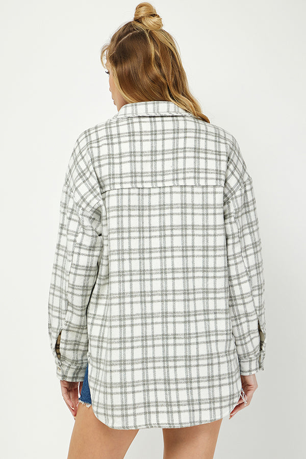Cozy Plaid Button Up Shacket - YJ9009BJ