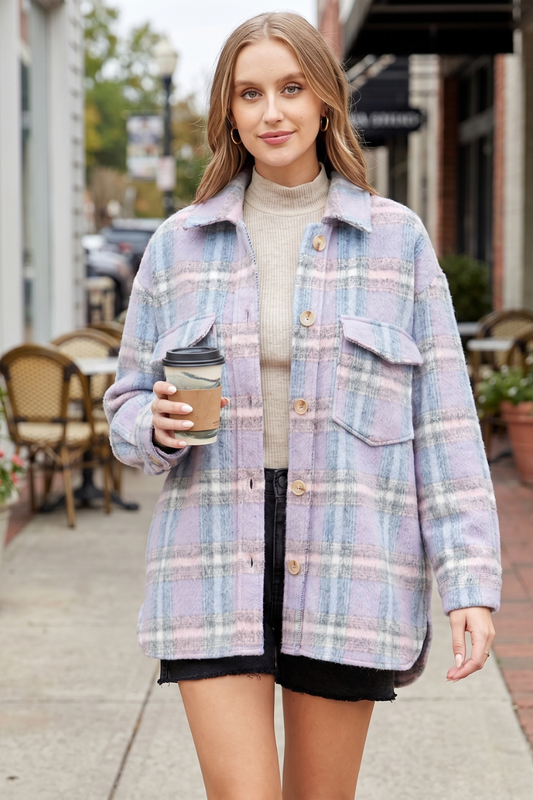 Pastel Plaid Oversized Shacket