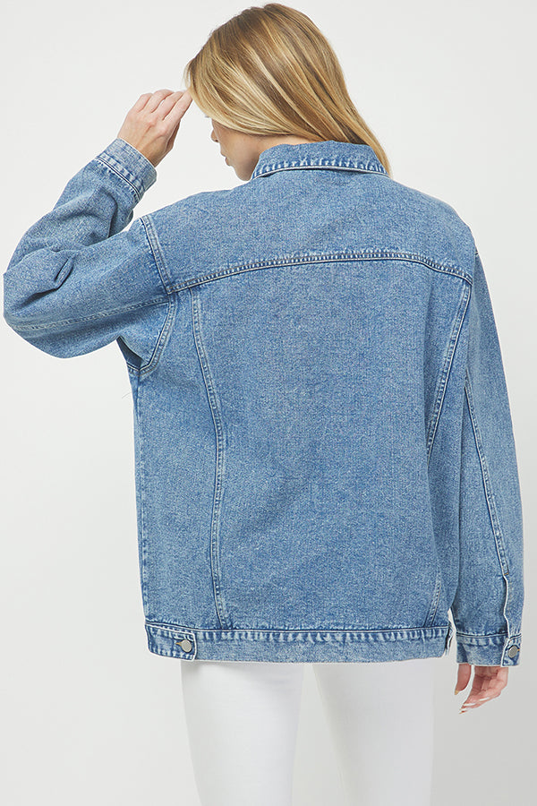 Effortless Cool Classic Oversized Denim Jacket - YJ9026BJ