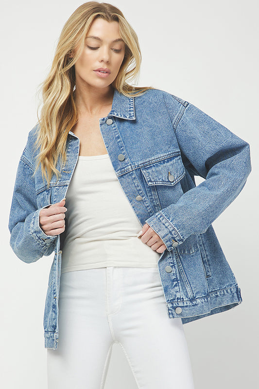 Effortless Cool Classic Oversized Denim Jacket - YJ9026BJ
