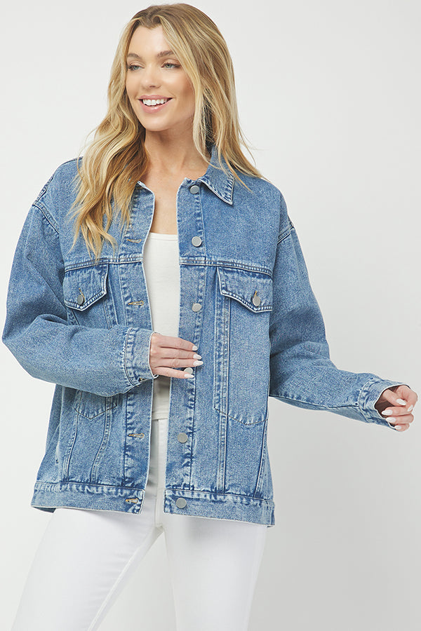 Effortless Cool Classic Oversized Denim Jacket - YJ9026BJ
