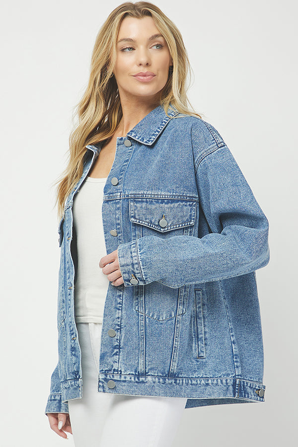 Effortless Cool Classic Oversized Denim Jacket - YJ9026BJ