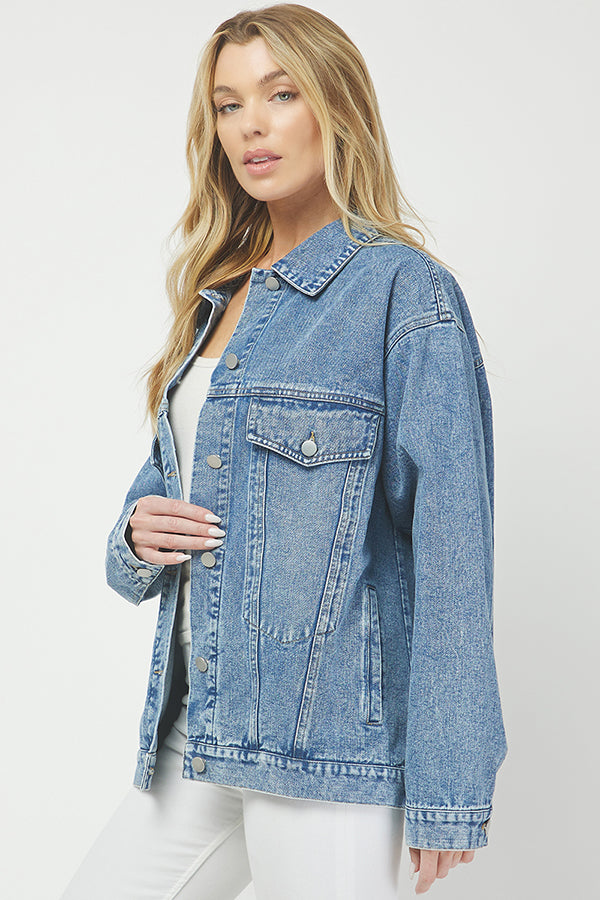 Effortless Cool Classic Oversized Denim Jacket - YJ9026BJ