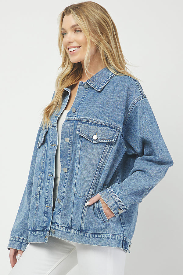 Effortless Cool Classic Oversized Denim Jacket - YJ9026BJ