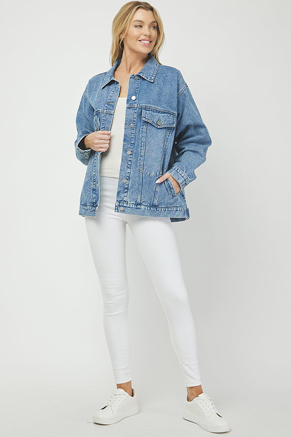 Effortless Cool Classic Oversized Denim Jacket - YJ9026BJ