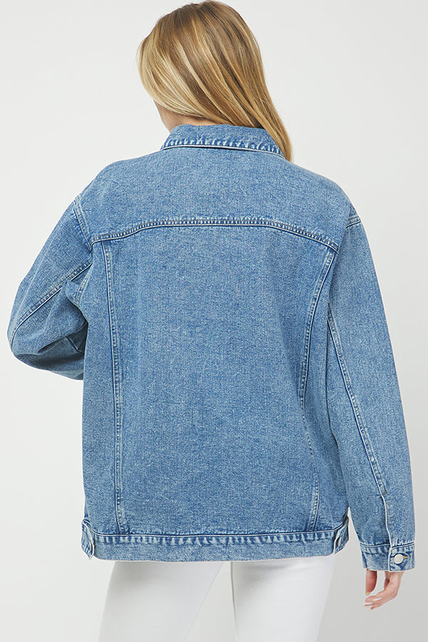 Effortless Cool Classic Oversized Denim Jacket - YJ9026BJ