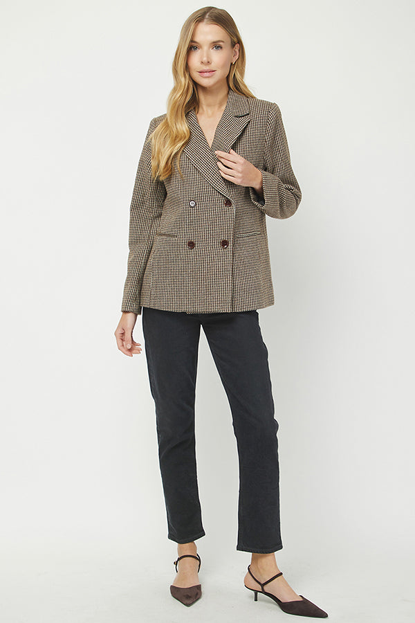 Yura Tailored Houndstooth Pattern Blazer - YJ9036BJ