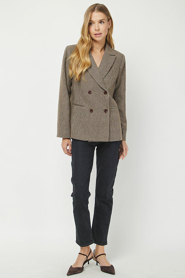 Yura Tailored Houndstooth Pattern Blazer - YJ9036BJ