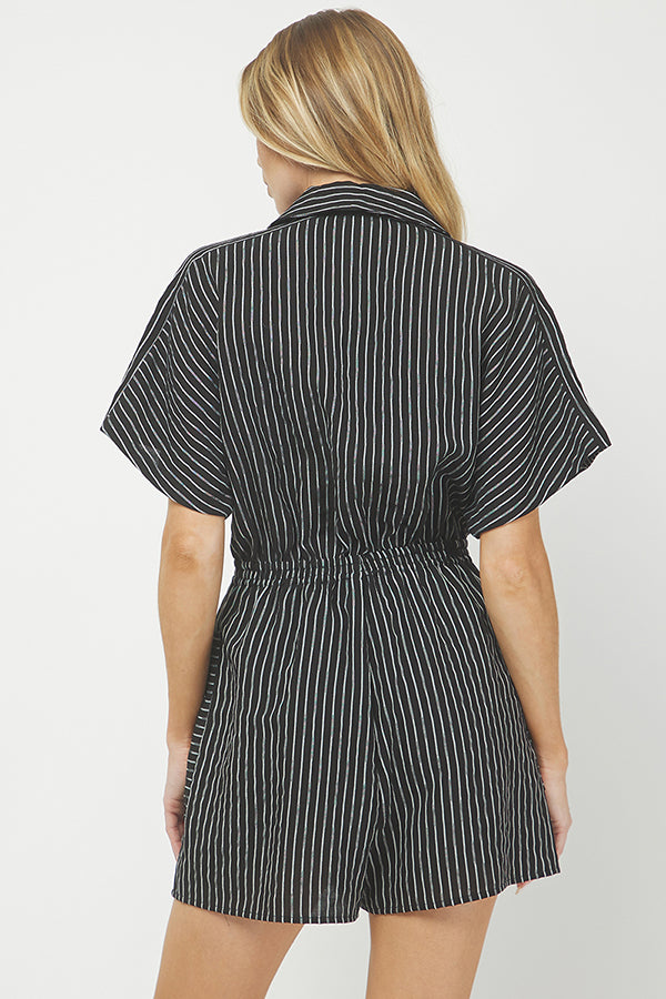 Yura Striped Button-down Romper - YR5017BJ