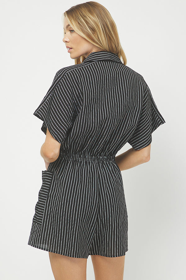 Yura Striped Button-down Romper - YR5017BJ