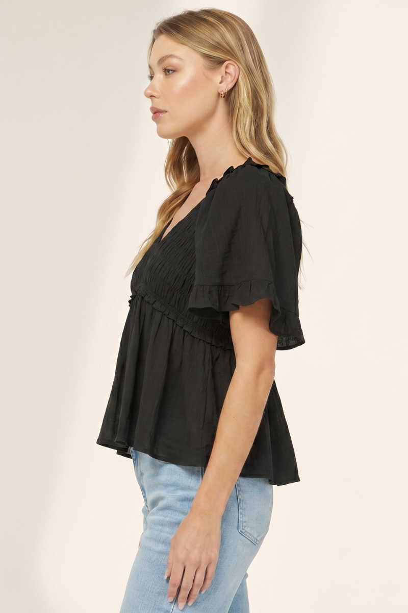 Boho Smocked Babydoll Top - YT3083KJ