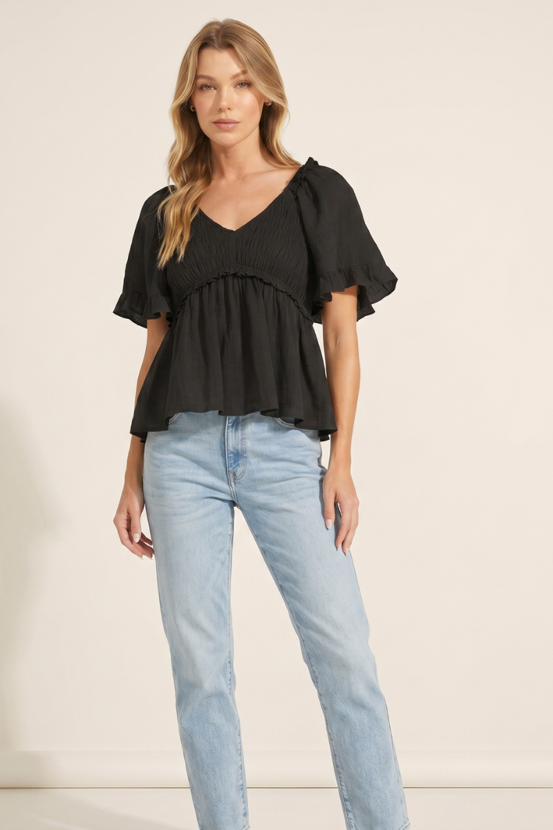 Boho Smocked Babydoll Top - YT3083KJ