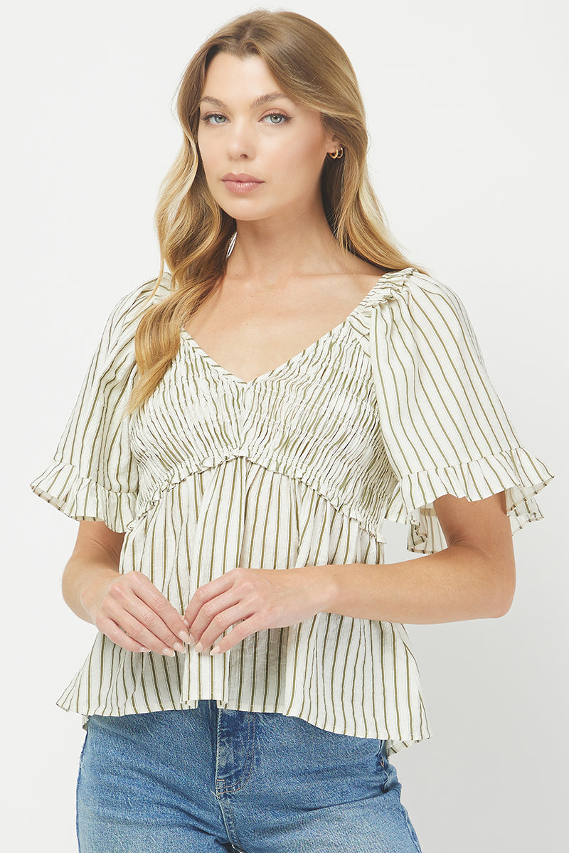 Willow Smocked Stripe Top - YT3083KJ01