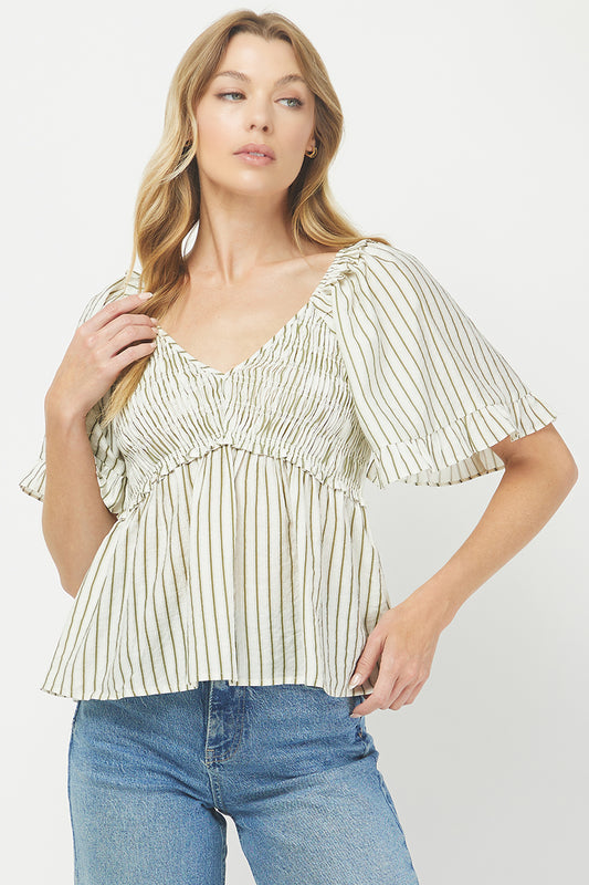 Willow Smocked Stripe Top - YT3083KJ01