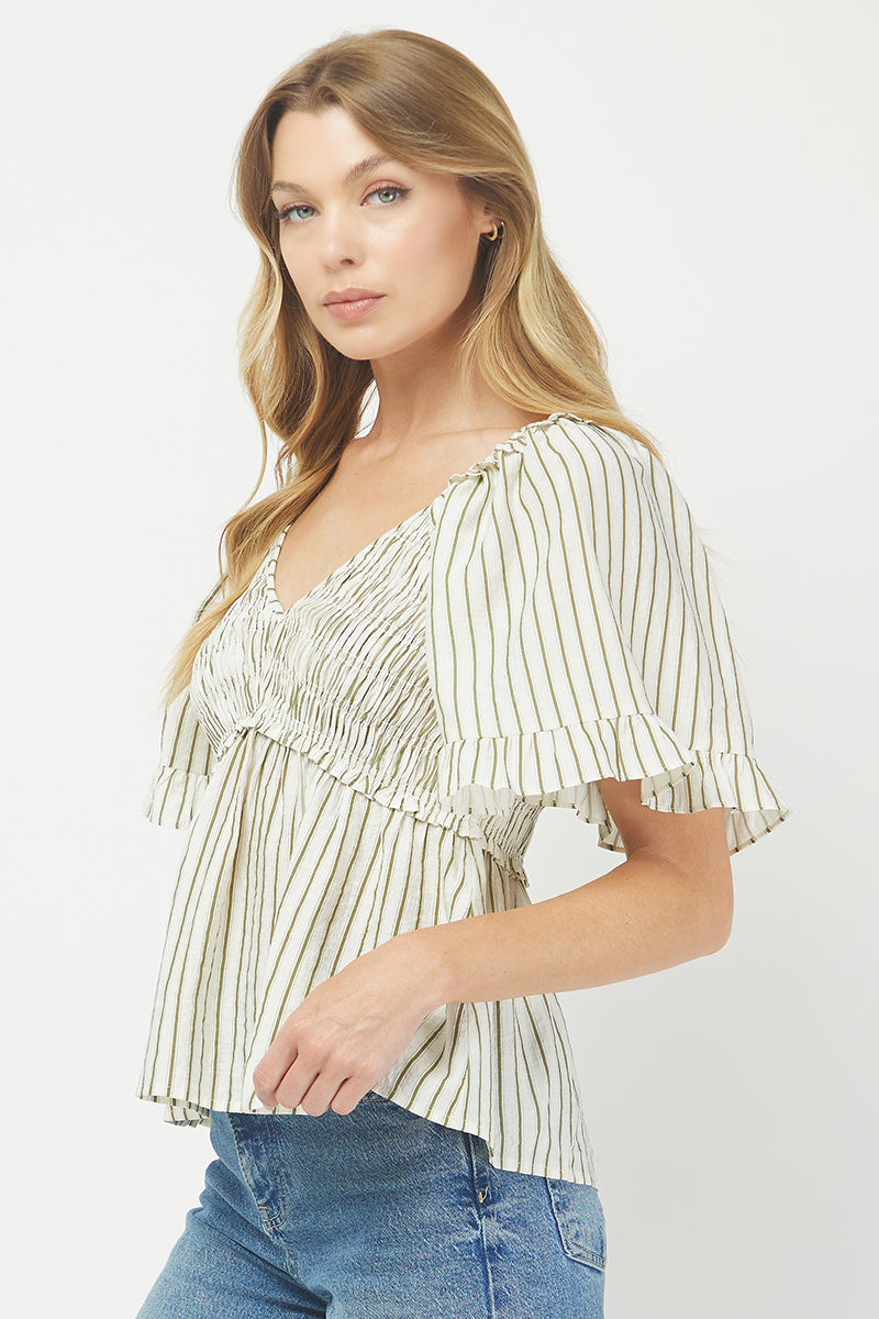 Willow Smocked Stripe Top - YT3083KJ01