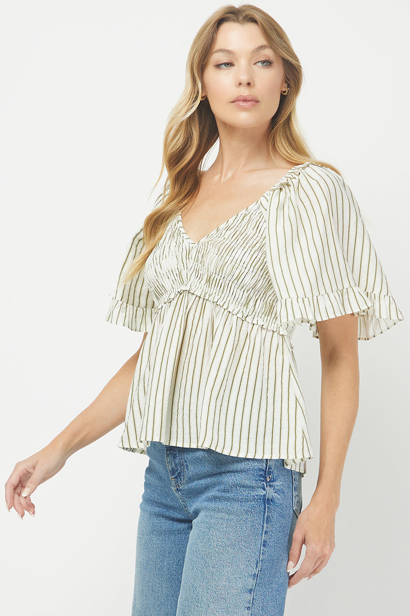 Willow Smocked Stripe Top - YT3083KJ01