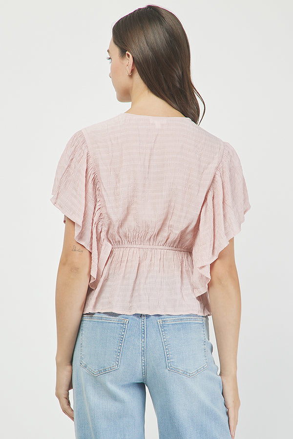 Blush Ruffle Cinch Top - YT3088BJ
