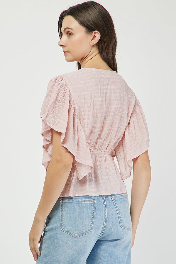 Blush Ruffle Cinch Top - YT3088BJ