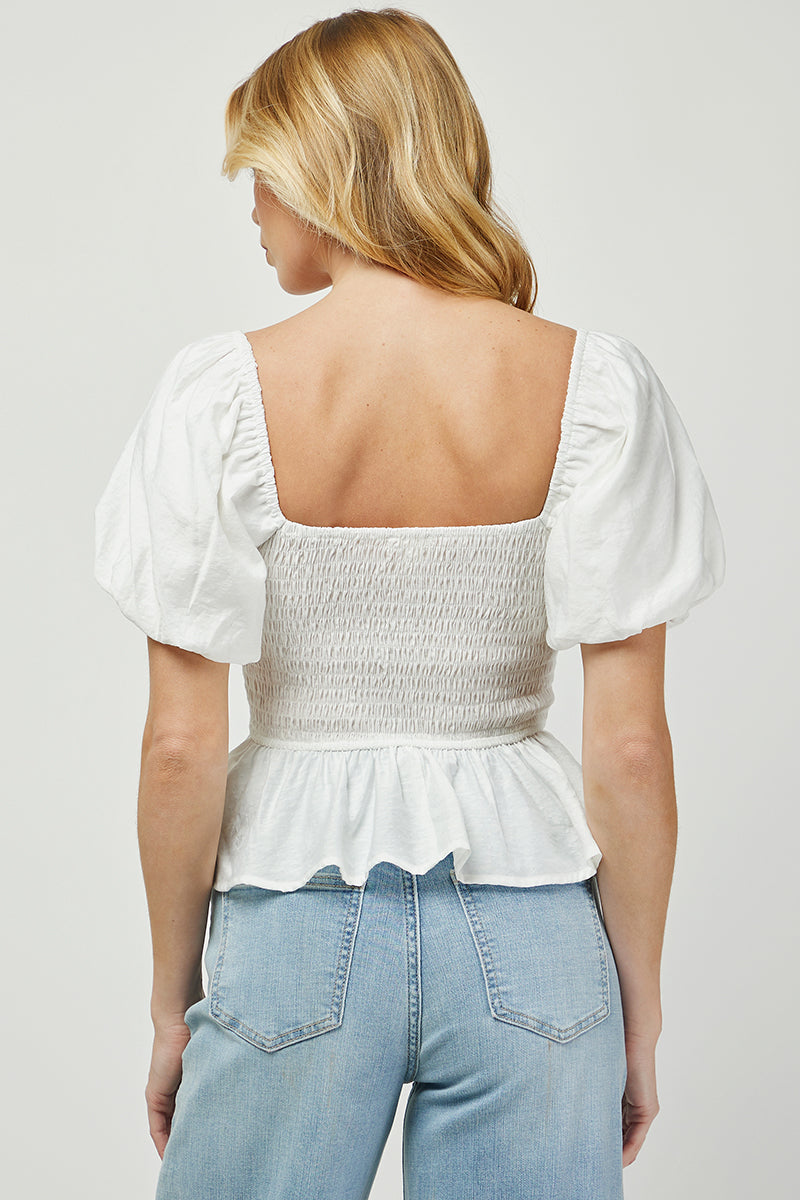 Puff Sleeve Peplum Top - YT3093BJ