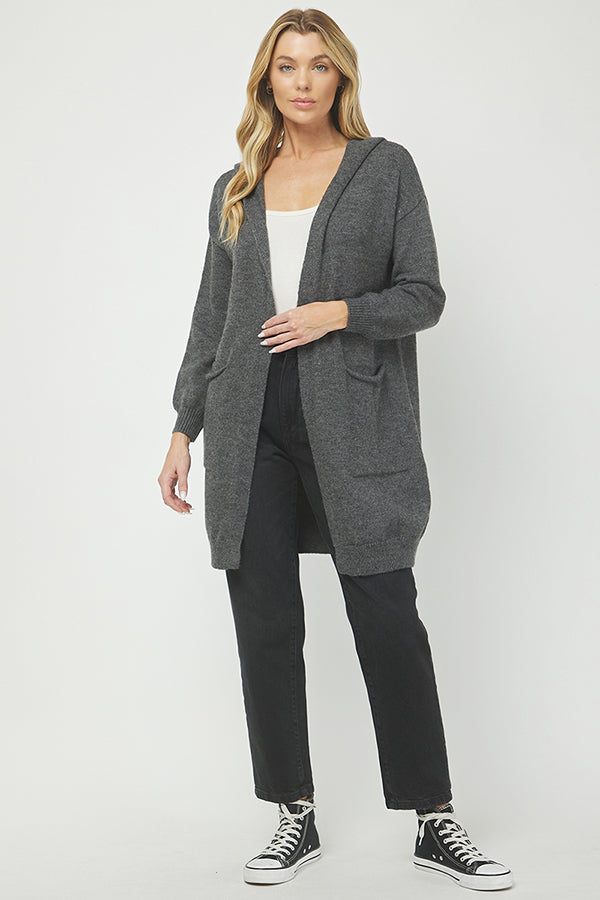 Cozy Hooded Open-Front Cardigan - YW6039KJ
