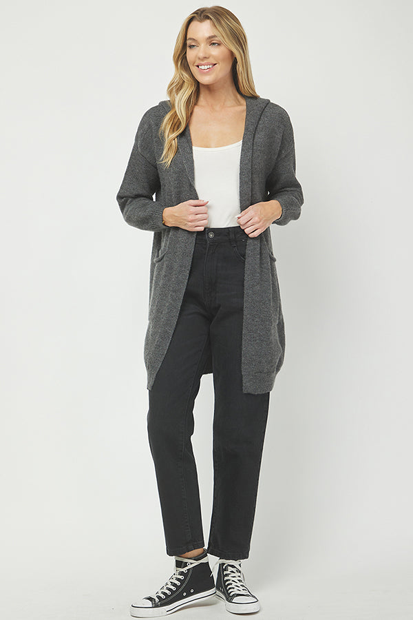 Cozy Hooded Open-Front Cardigan - YW6039KJ