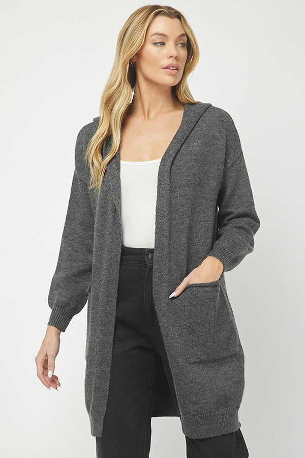 Cozy Hooded Open-Front Cardigan - YW6039KJ