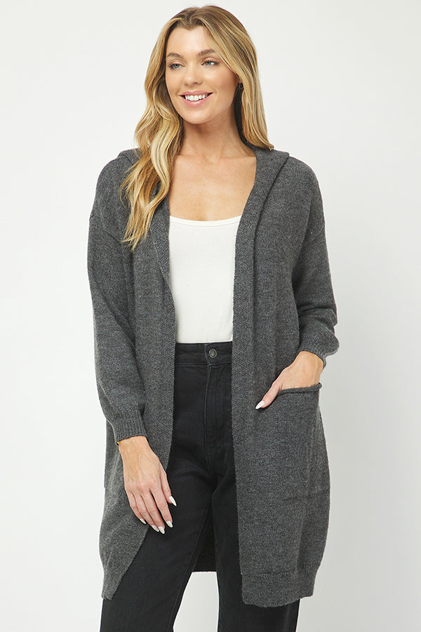 Cozy Hooded Open-Front Cardigan - YW6039KJ
