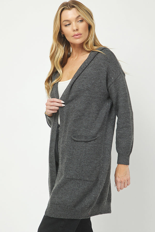 Cozy Hooded Open-Front Cardigan - YW6039KJ