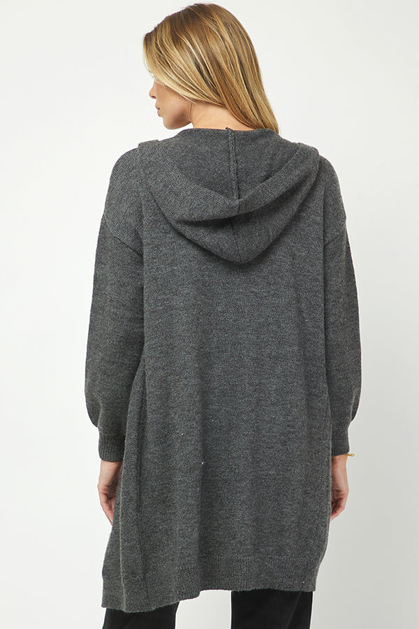 Cozy Hooded Open-Front Cardigan - YW6039KJ