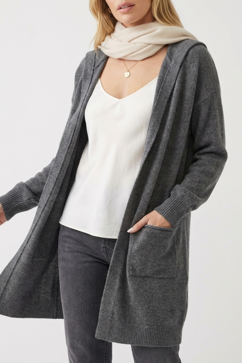 Cozy Hooded Open-Front Cardigan - YW6039KJ