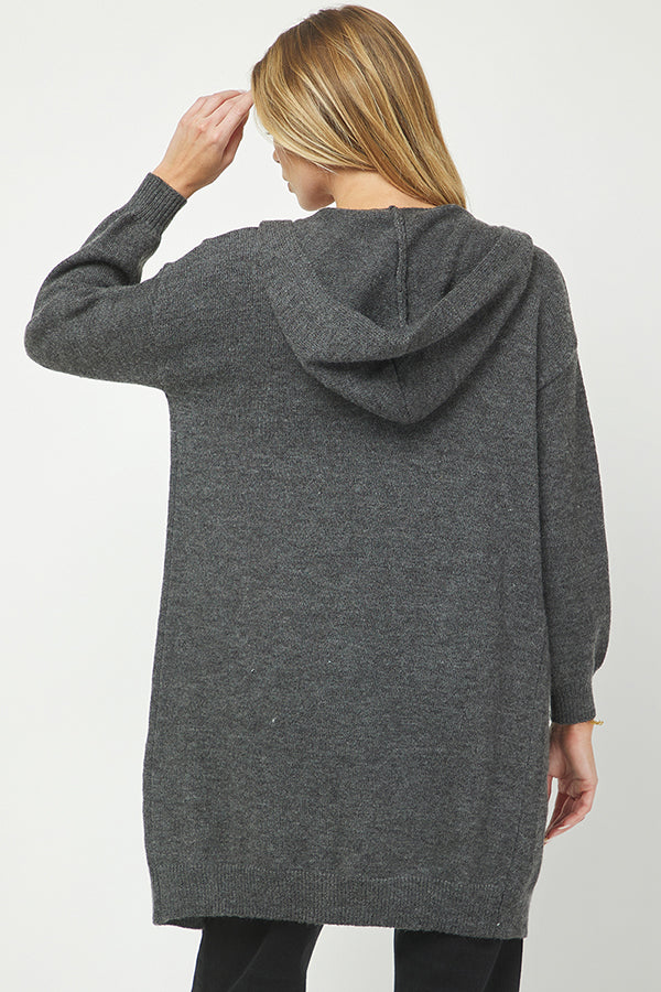 Cozy Hooded Open-Front Cardigan - YW6039KJ