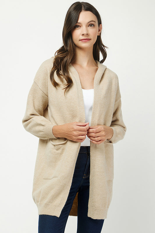Cozy Hooded Open-Front Cardigan - YW6039KJ