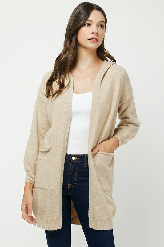 Cozy Hooded Open-Front Cardigan - YW6039KJ