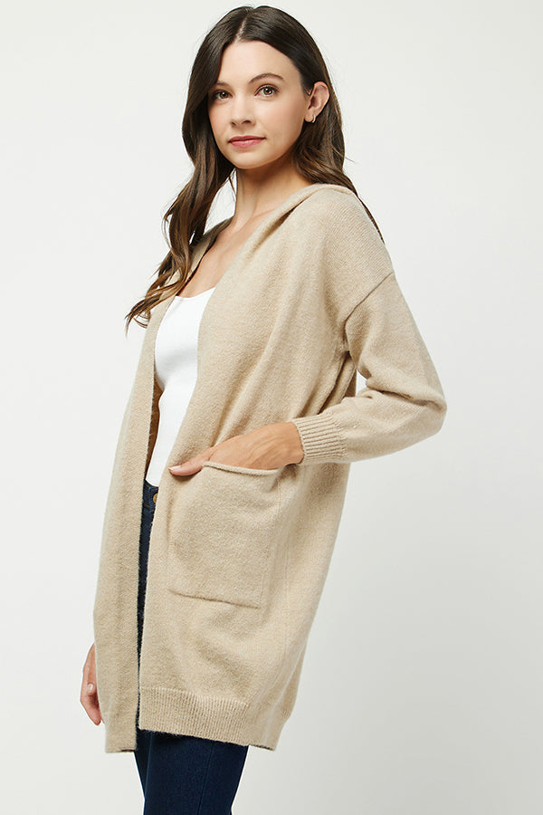Cozy Hooded Open-Front Cardigan - YW6039KJ