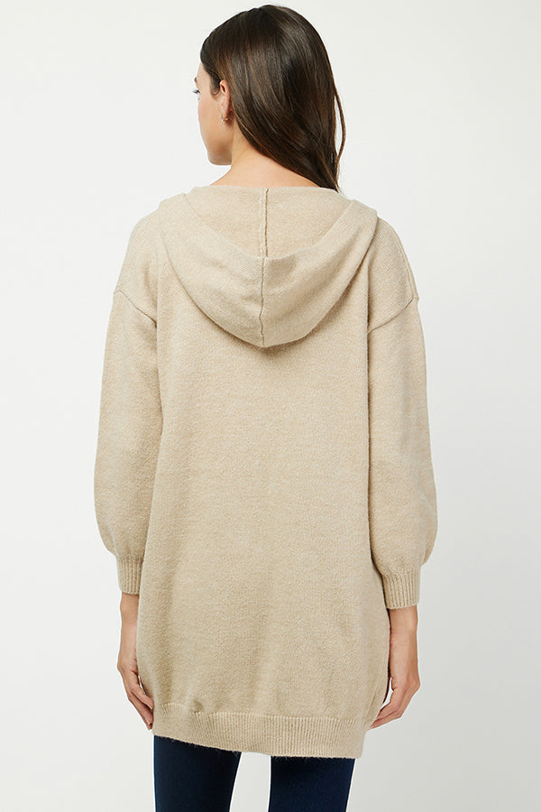 Cozy Hooded Open-Front Cardigan - YW6039KJ