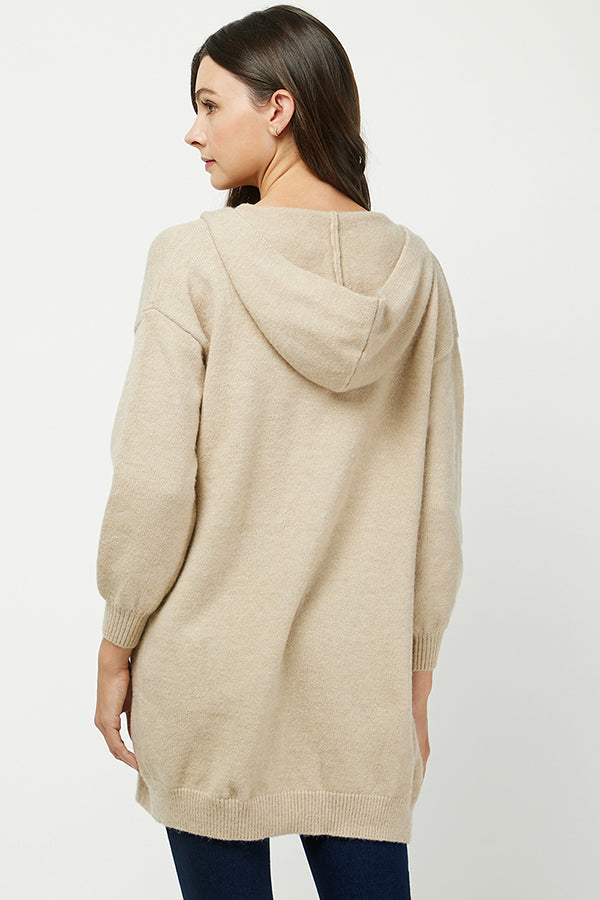 Cozy Hooded Open-Front Cardigan - YW6039KJ
